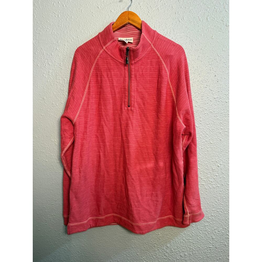Mens Tommy Bahama Reversible Quarter Zip Pink 100% Cotton XL